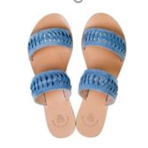 Amaryllis Azul Handmade Double Strap Sandals in Sky Blue Leather - Picture 2 of 3